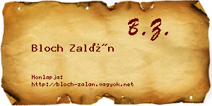 Bloch Zalán névjegykártya
